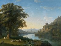 GG 780  GG 780, Jacob Philipp Hackert (1737-1807), Italienische Landschaft, 1793, Leinwand, 97,7 x 135 cm : Landschaft, Personen, Tiere